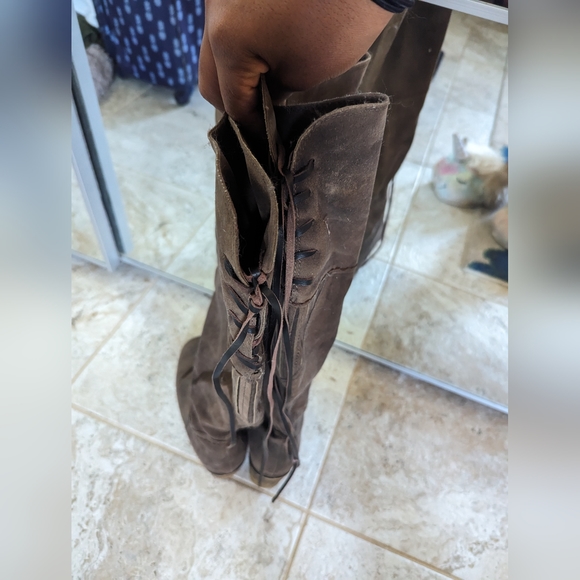 Distressed Lace Up Back Over-the-Knee Boots (Wide Width & Wide Calf) - Picture 4 of 4